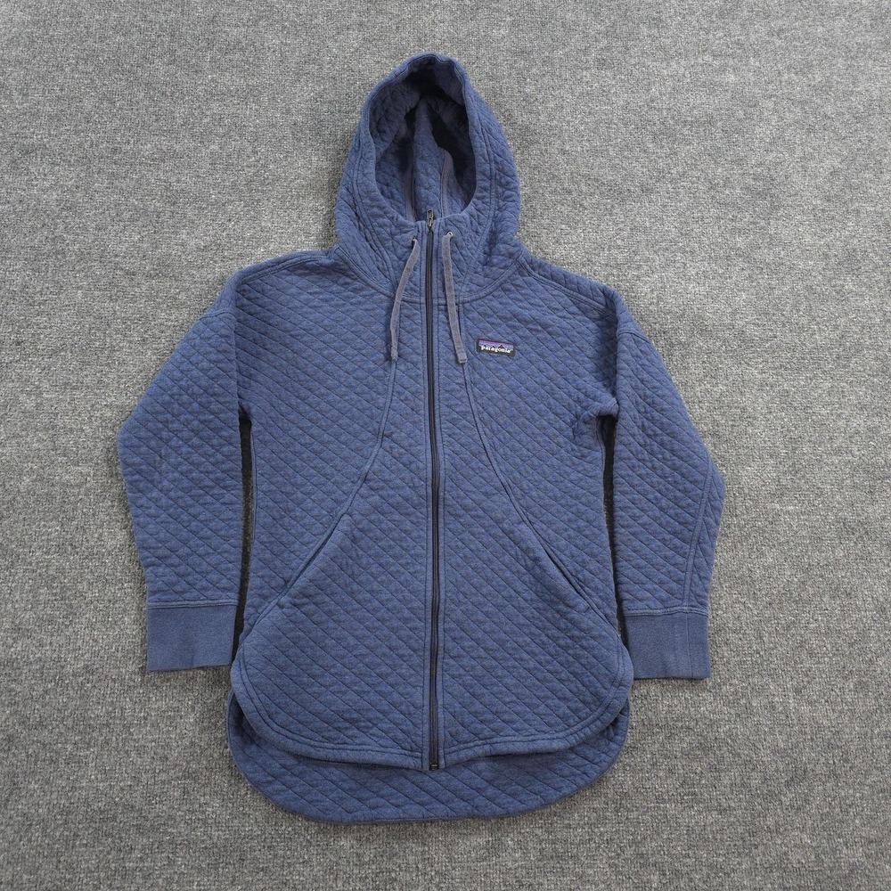 Patagonia Hoodie Womens XS Blue Organic Cotton Quilt Hoody Hiking Camp Outdoors